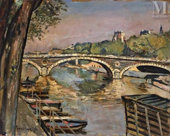 Nathan GRUNSWEIGH (Cracovie 1880 - Déporté en 1943)-Le pont Louis Philippe à Paris-img1