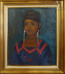 Georges André KLEIN  (1901 - 1992)-Aicha en robe bleu-img1