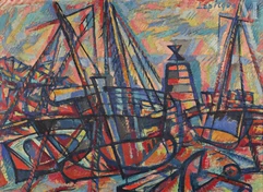 Charles LAPICQUE (Theizé 1898 - Orsay 1988)-Les bateaux échouées-img1