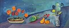 Joan PONC (Barcelone 1927 - Saint Paul de Vence 1984)-Bouquet de fleurs et fruits-img1