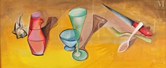 Joan PONC (Barcelone 1927 - Saint Paul de Vence 1984)-Composition aux verres et cruche-img1