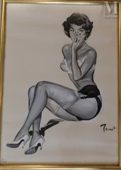 Pierre Laurent BRENOT Né en 1913-Femme au porte-jaretelles-img1