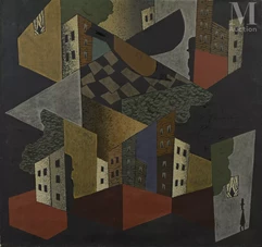 Léopold SURVAGE ( Moscou 1879- Paris 1968)-Ville et oiseau-img1