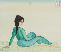 Jellal Ben ABDALLAH (Tunis 1921-2017)-Femme bleue-img1