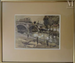 Fernand HERBO  (Orchies 1905 - Honfleur 1995)-Le pont neuf-img1