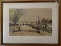 Fernand HERBO (Orchies 1905 - Honfleur 1995)-Promenade sur les quais-img1