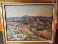Abel LAUVRAY (1870-1950)-Paysage de provence près de Villeneuve les Avignon-img1