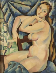 André LHOTE  (Bordeaux 1885- Paris 1962)-Nu assis, 1918-img1