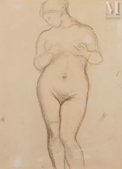 Aristide MAILLOL (Banyuls 1861-1944)-Nu de femme / Esquisse pour le Cesanne et des bustes d'enfants au chapeau, 1911-img1