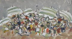 Pierre COQUET (Limas 1926)-Les parasols verts-img1
