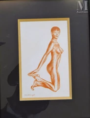 André MICHELANGELI (1948-2013)-Femme touchant sont pied avec sa main droite-img1