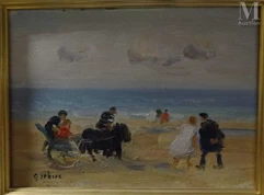 Gaston SEBIRE (Saint Samson 1920-2001)-Enfants sur la plage-img1