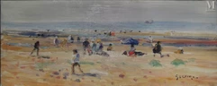 Gaston SEBIRE  (Saint Samson 1920-2001)-Plage animée-img1