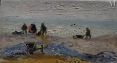 Gaston SEBIRE (Saint Samson 1920-2001)-Pêcheurs sur la plage-img1