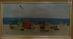 Gaston SEBIRE (Saint Samson 1920-2001)-Scène de plage-img1