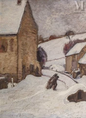 Léon DETROY (1857-1955)-Village sous la neige-img1