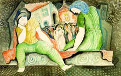 Bela KADAR (1877-1955)-Personnages dans un square-img1