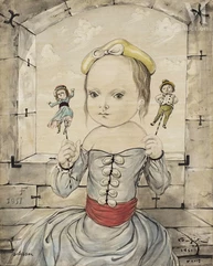 Leonard Tsuguharu FOUJITA (Edogama 1886 - Zürich 1968)-Petite fille aux marionnettes, 1951-img1