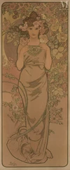 Alphonse MUCHA (1860 - 1939)-"Les Fleurs : l'Oeillet, l'Iris, le Lys, la Rose".-img1