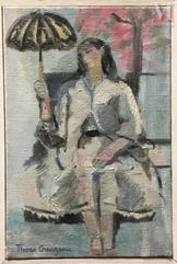 Thora CREUZEAU (Née en 1928)-Femme à l'ombrelle-img1