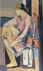 Thora CREUZEAU (Née en 1928)-Femme pensive-img1
