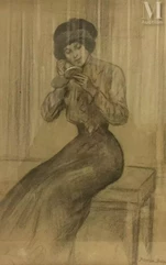 Pierre CARRIER- BELLEUSE (1851 - 1932)-Elegante se poudrant-img1