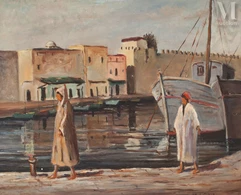 Marco LEONI (Actif au XX ème siècle )-Le port de Bizerte-img1