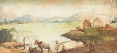 Gaston PARISON  (Paris 1889 - 1959)- Zébus en bord du lac-img1