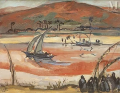 Eliane PETIT  (1910 - 1969)-Felouque sur le Nil à Louxor-img1