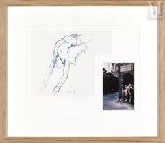 Ernest PIGNON ERNEST (né en 1942)-Etude pour l'homme qui porte, 1990-img1