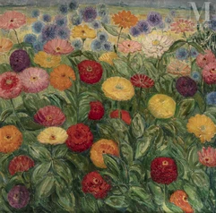 Léon DETROY (Chinon 1859-1955)-Champs de fleurs au printemps, circa 1925-img1