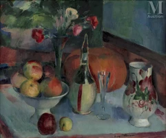 Henry OTTMANN (Ancenis 1877 - Vernon 1927)-Composition aux fruits et à la citrouille-img1