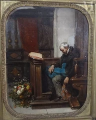 Claudius  JACQUAND (1803-1878)-Endormi à l'église-img1