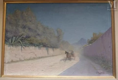 D ASSIGNIES (Actif au début du XX ème siècle)-La charrette sur le chemin méditérannéen-img1
