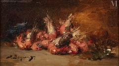Denis Pierre BERGERET (Villeparisis 1844 - Paris 1910)-Les crevettes-img1