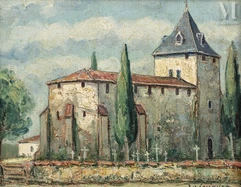 Jean Roger SOURGEN (Vieille Saint Giron 1883 - Hossegor 1978)-L'église de Saubion-img1
