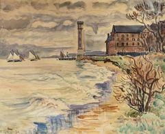 Henri de SAINT- DELIS  (Marconne 1878 - Honfleur 1949)-Au large de Honfleur-img1