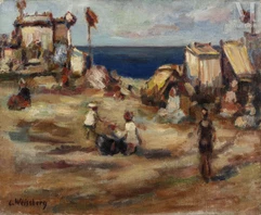 Léon WEISSBERG (Przeworsk 1895 - Maidanek 1943)-La petite plage au drapeau rouge, c.1933-img1