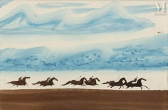 André BRASILIER (Né en 1929)-Les volcans bleus, 1988-img1