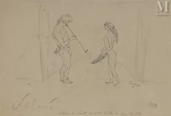 Jules PASCIN (Vidin 1885 - Paris 1930)-Salomé vient toucher la tête de Jean-Baptiste-img1