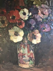 Louis PASTOUR (Cannes 1876 - 1948)-Bouquet d'anémones-img1