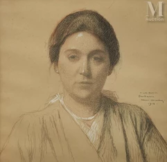Henri MARTIN  (Toulouse 1860 - La Bastide du Vert 1943)-Portrait de dame-img1