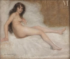 Pierre CARRIER-BELLEUSE (Paris 1851 - 1932)-Jeune fille allongée-img1