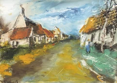 Maurice de VLAMINCK  (Paris 1876 - Rueil La Gadelière 1958)-Rue de village-img1