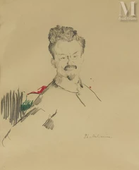 Philippe MALIAVINE (Orenburg 1869 - Nice 1940)-Portrait de Trotski-img1
