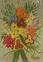 Bibi  ZOGBÉ (Sahel Alma 1890-1973)-Bouquet de fleurs-img1