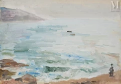 Robert FALK (Moscou 1886 - 1958)-Homme en bord de mer-img1