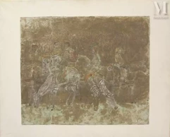 Bernardino TOPPI (né en 1936)-Cavaliers à la rivière - Fresque-img1