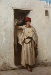 Hippolyte LAZERGES  (Narbonne 1817 - Mustapha 1887)-Porteuse d'eau au seuil de la demeure-img1