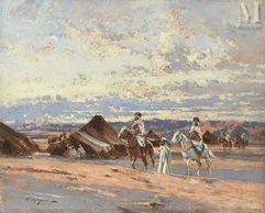 Victor HUGUET  (Le Lude 1835 - Paris 1902)-Cavaliers arabes-img1